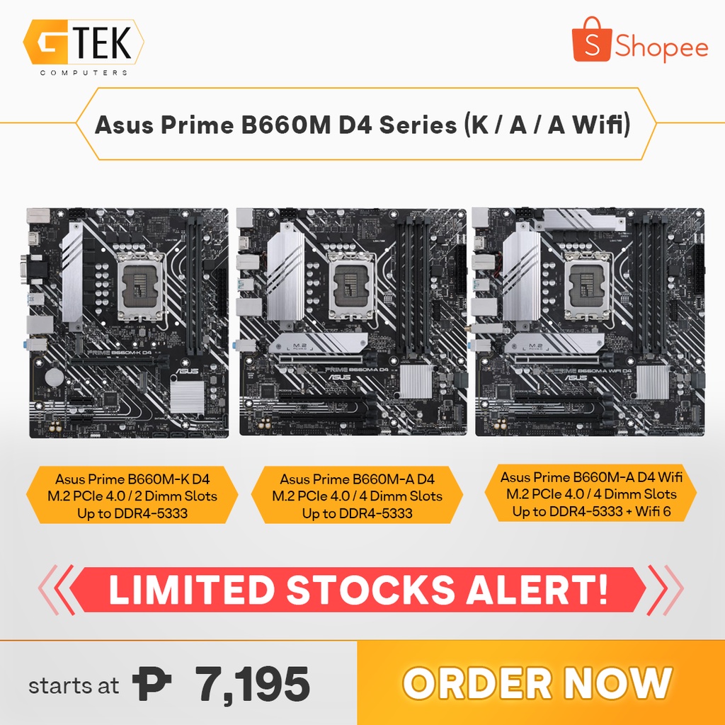 Asus Prime B660MK D4 / B660MA D4 / B660MA Wifi D4 DDR4 B660 LGA 1700