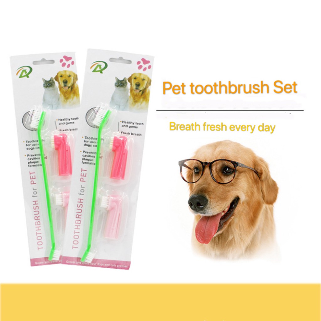 MiNiCoPet Toothbrush Set of 3 Double headed Finger Toothbrushes Teeth