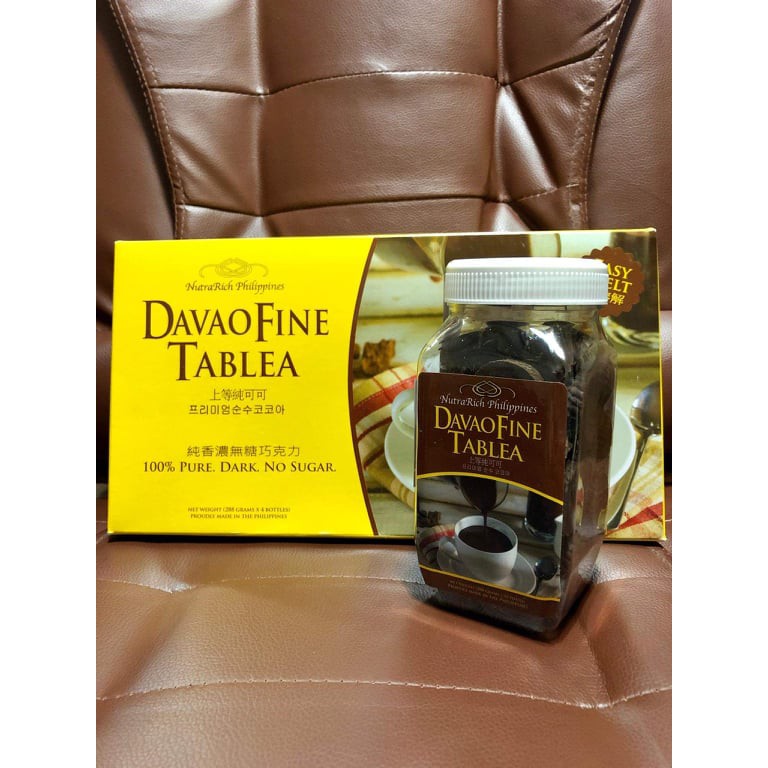 NutraRich Davao Fine Tablea Pure Chocolate 1 Bottle 288g / 1 Box with 4