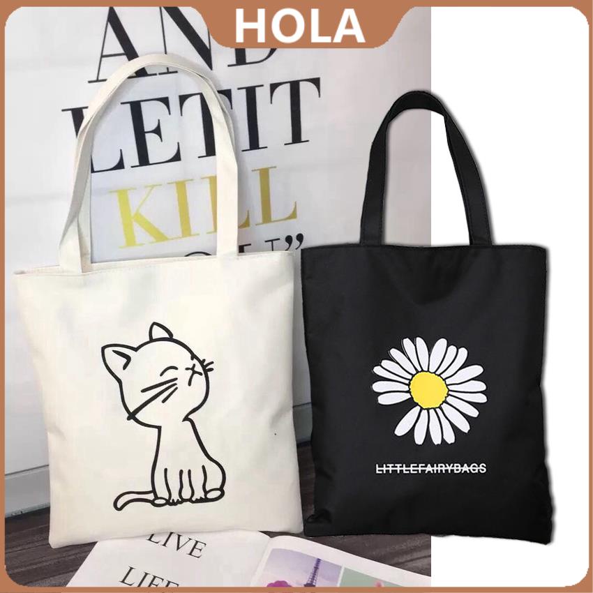 Hola Simple Korean New Fashion Canvas Tote Bag Lady White Casual