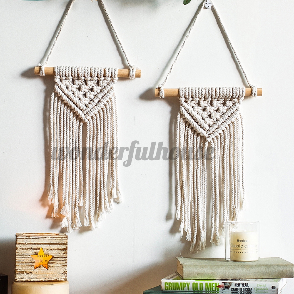 WH 100 Natural Handmade Bohemian Chic Macrame Wall Hanging Tapestry Wall Decor Woven Knitted