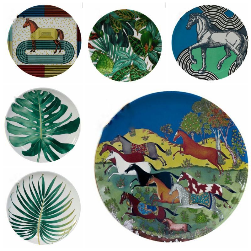 Hermes Inspired 8" Ceramic Plates Display Plates Wall Hang Plates