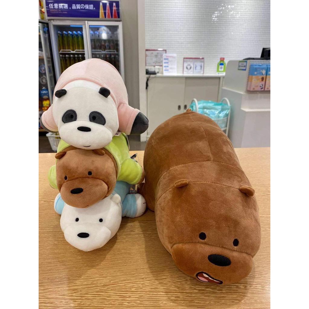 teddy bear human size Miniso We Bare Bears Lying Plush Toy Grizzly