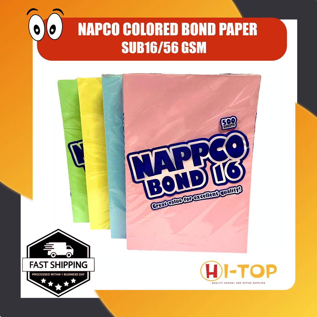 Colored Bond Papers Nappco 500 sheets per Ream, Long & Short Sub16