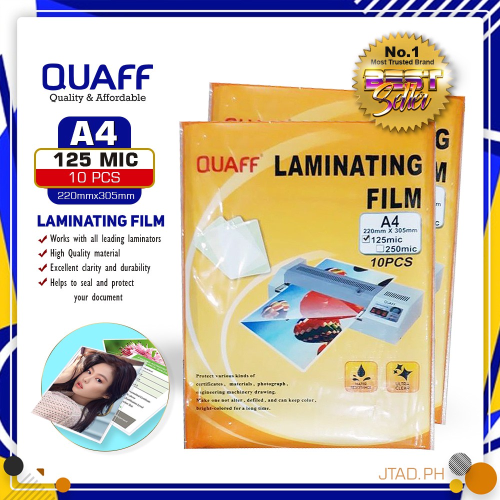QUAFF Laminating Film A4 125 Microns / 250 Microns (10 pcs per pack