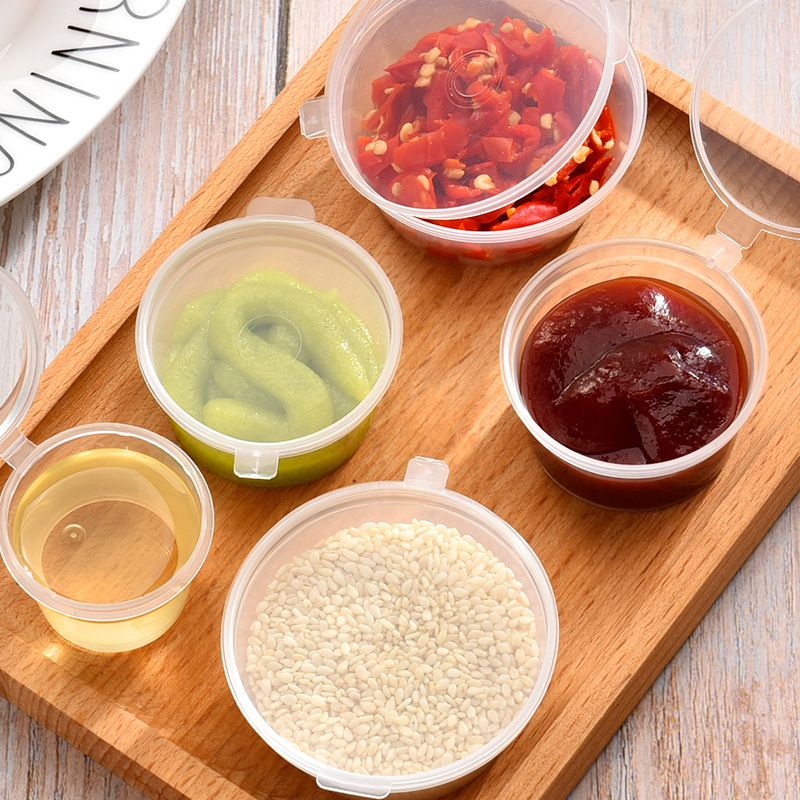10pcs Round Hinged Sauce Cup Microwavable Food Container Disposable Plastic Shopee Philippines