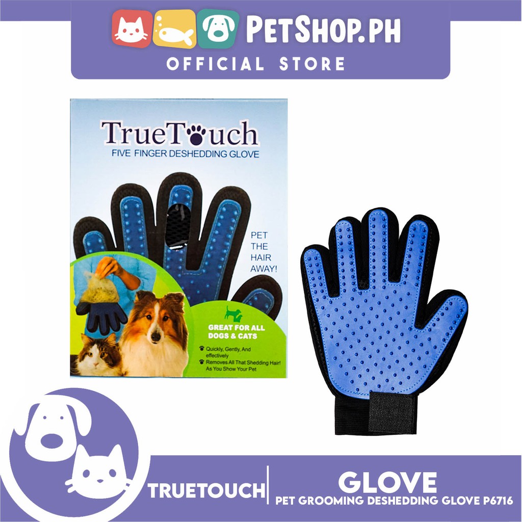 True Touch Pet Grooming Five Finger Deshedding Glove P6716 for Dogs