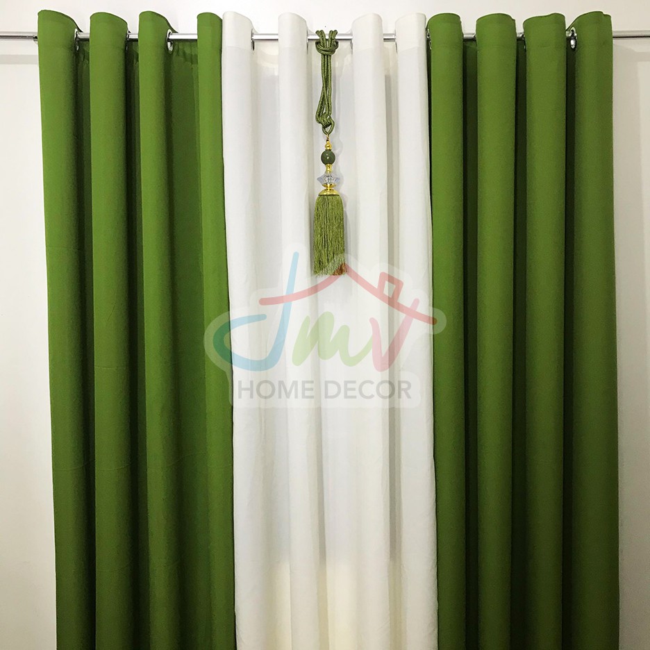 Plain Green Cotton Ring Curtains Sold Per Piece Shopee Philippines