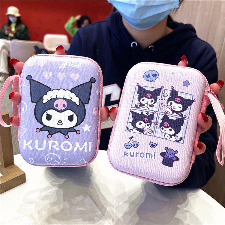 Cute Kuromi Portable Earphone Holder Case Storage Carrying Hard Bag Box