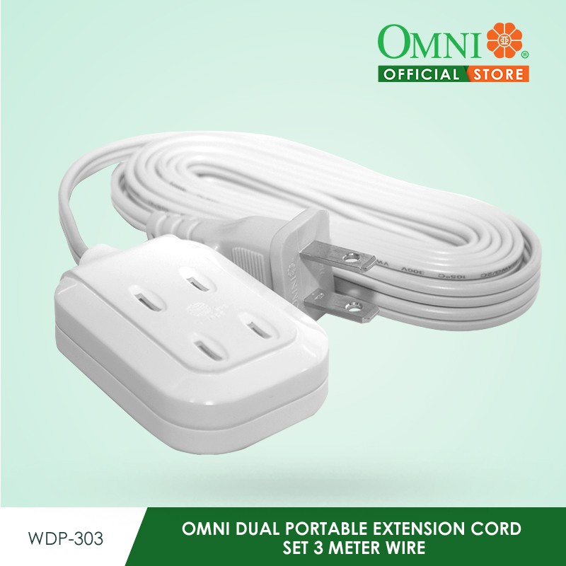 OMNI Dual Portable Extension Cord Set 3 Meter Wire WDP303 Shopee