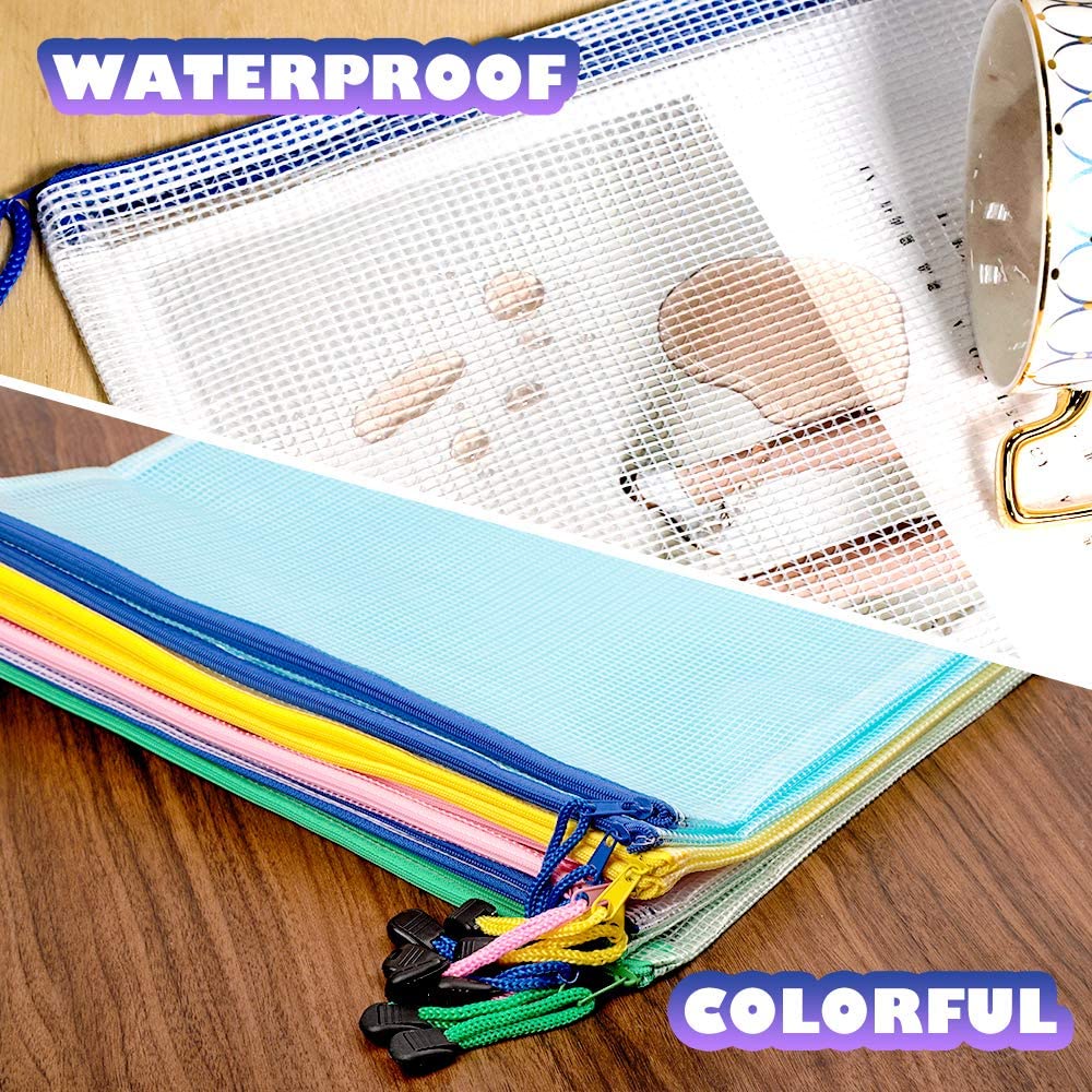 Zipper Pouch A4 Letter Size Mesh Bags with Zipper Document Bags