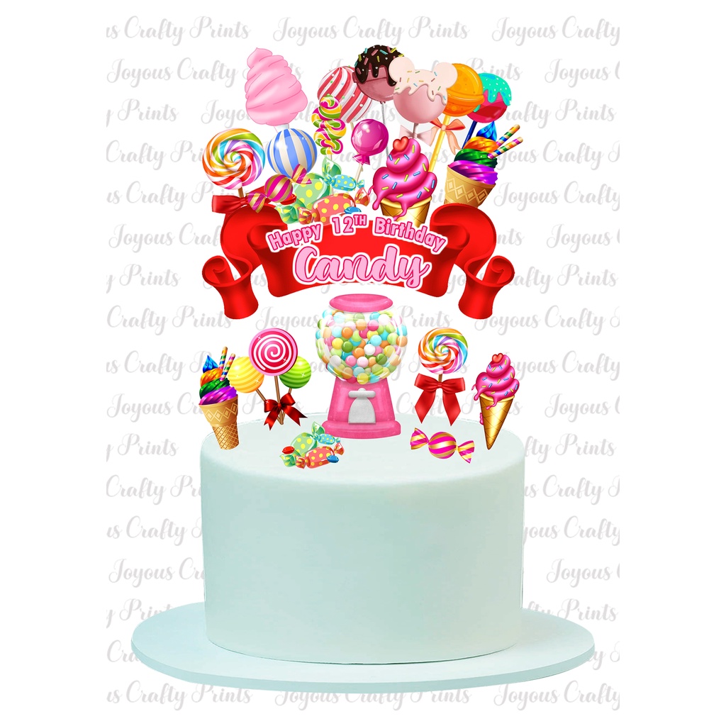 CANDYLAND CAKE TOPPER PERSONALIZED WITH NAME AND AGE Shopee Philippines