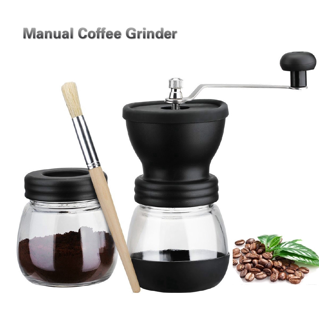 [READY STOCK ]HOT Manual Coffee Grinder with Storage Jar Soft Brush