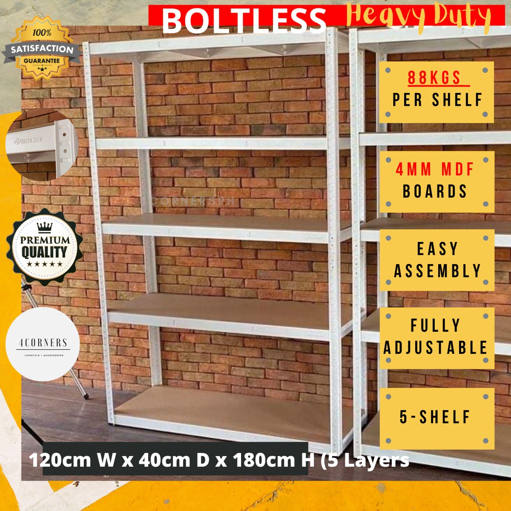 BOLTLESS Galvanized Metal Storage Shelf 120CM / 6FT High (WHITE) Shopee Philippines