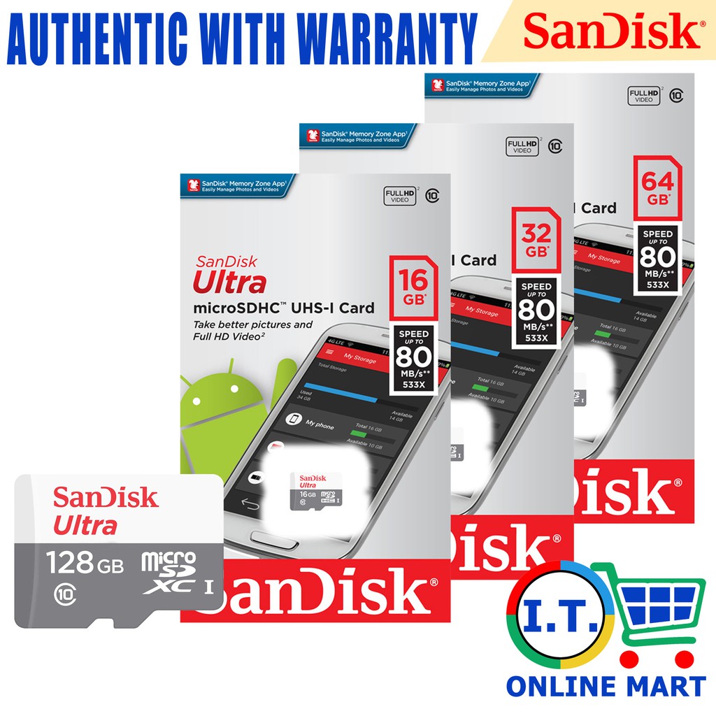 Sandisk Ultra Micro SDCard 16GB 32GB 64GB Class 10 80mb