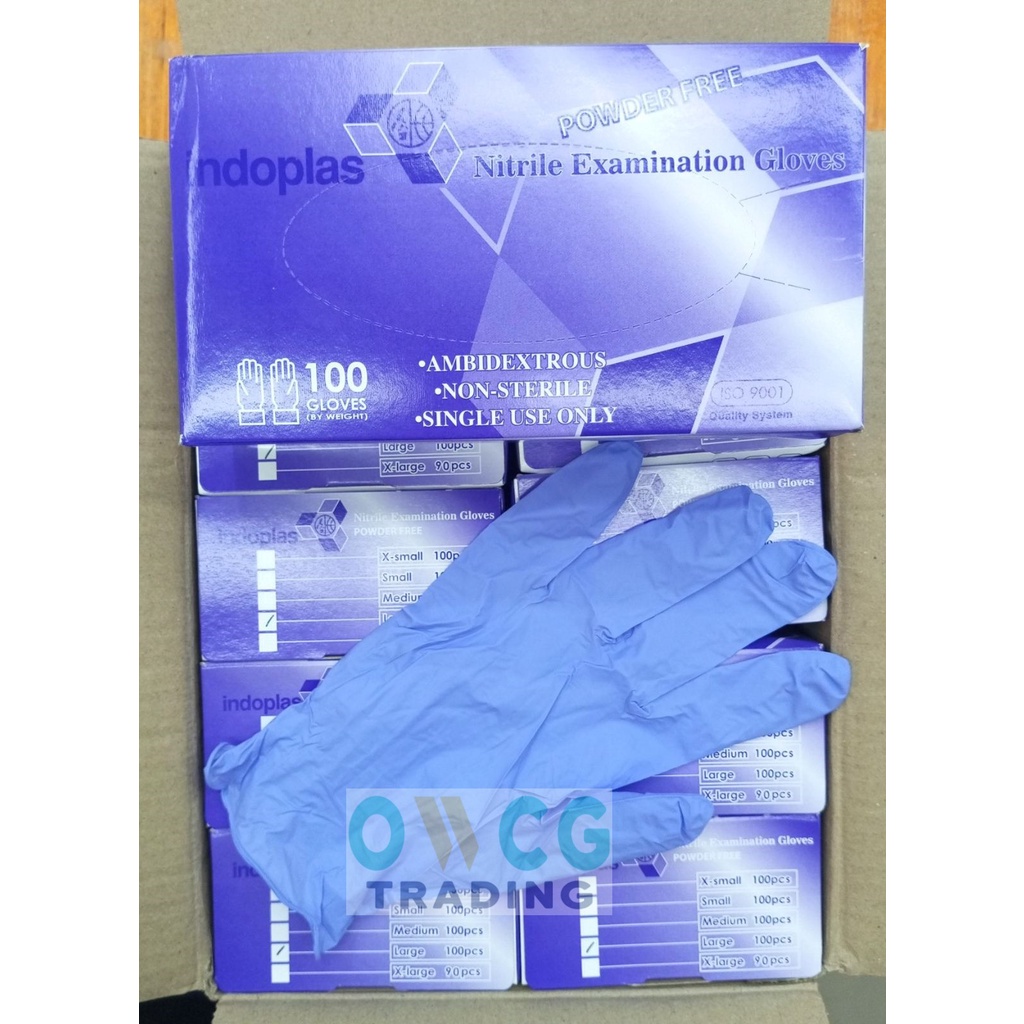 100 Original with FDA CERTIFIED INDOPLAS Nitrile Gloves Extra Small