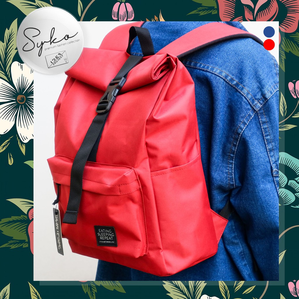 14 Inch Laptop Roll Top Backpack Red Shopee Philippines