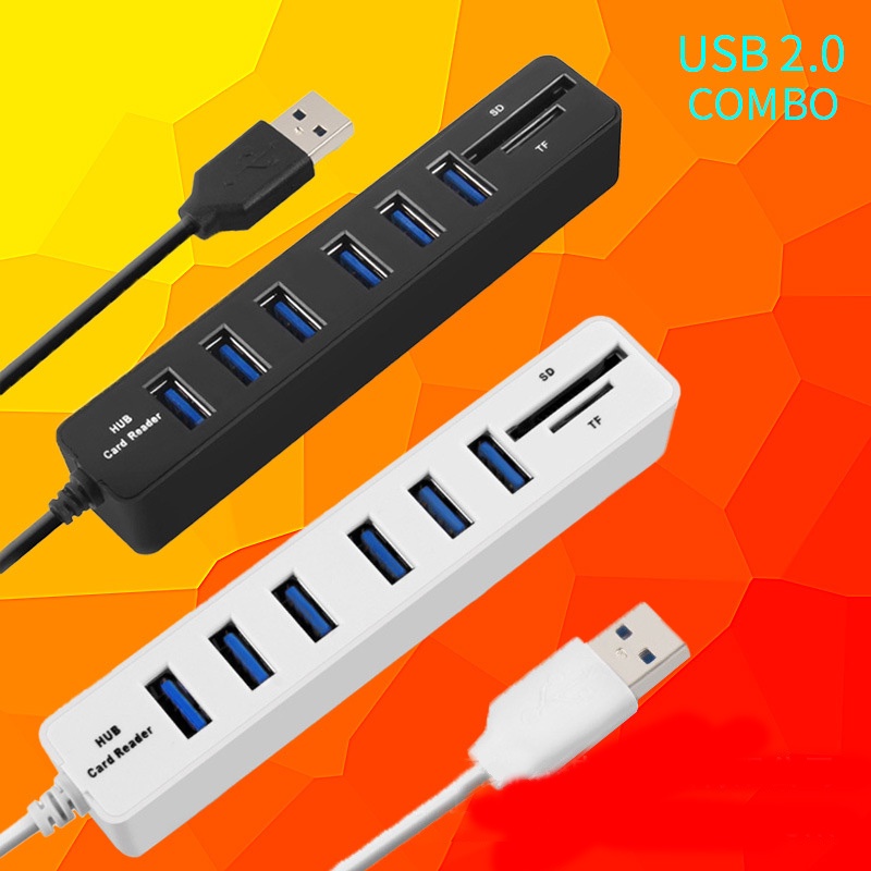 USB splitter cable, hub COMBO+HUB+TFSD card reader 6 ports 6+2 USB