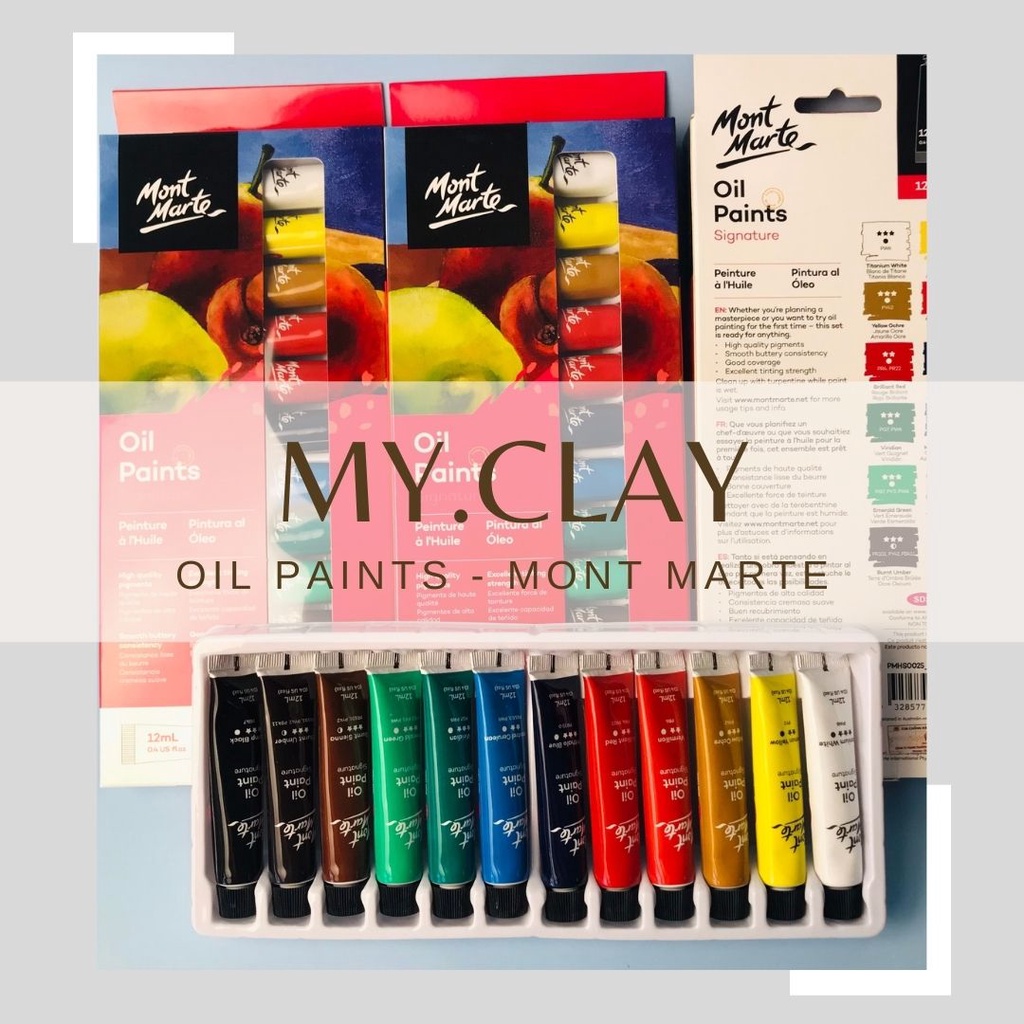 Mont Marte Oil Paint Set 12 Colors x 12ml Oil Paints Signature