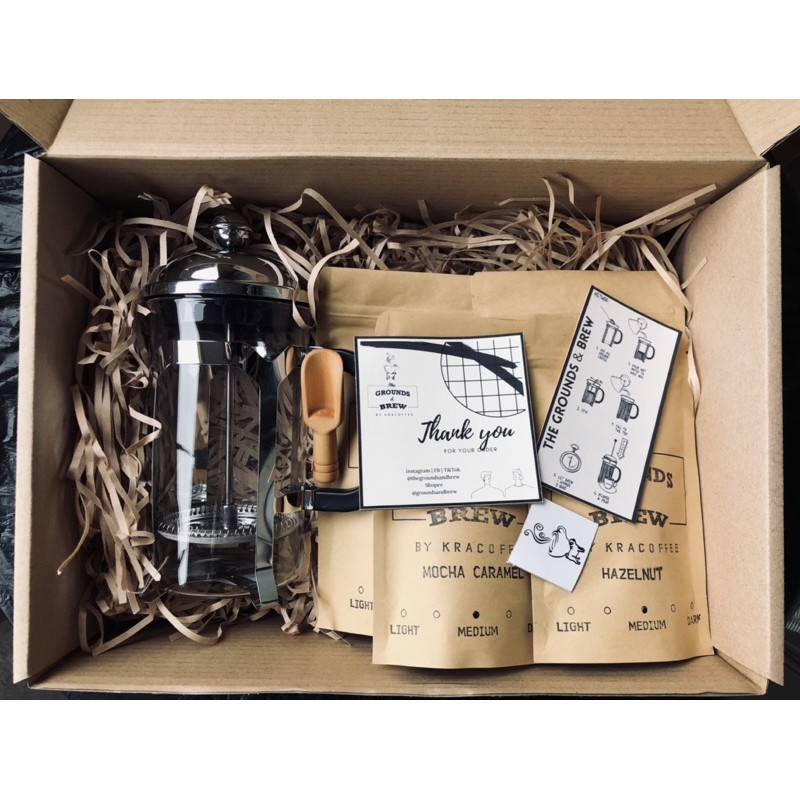 Coffee Gift Set 600 ML French / Coffee Press with Ground Coffee Gift