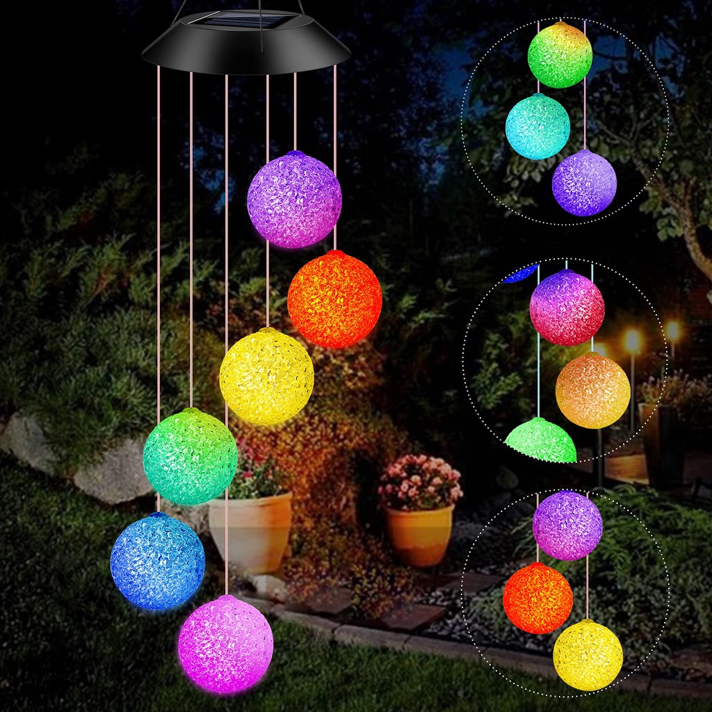Home Zania Solar Wind Chime Lights LED Garden Color Round Design