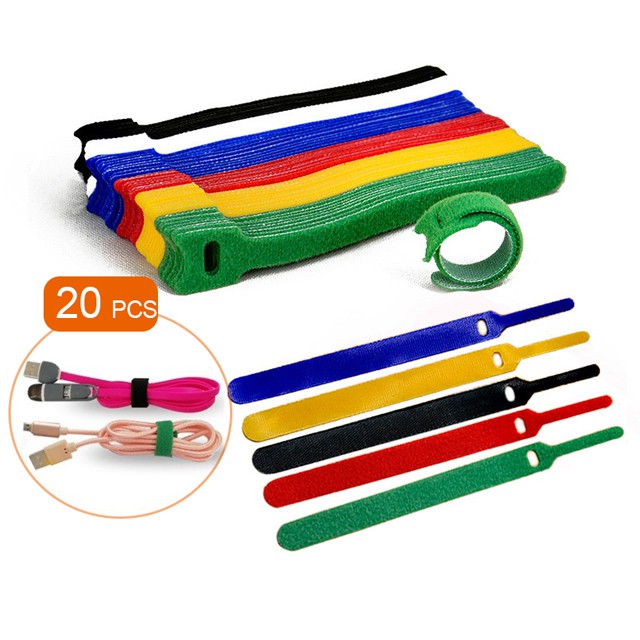 20pcs Mini Velcro Cable Winder Strap, Wire Organizer Cable Fastener