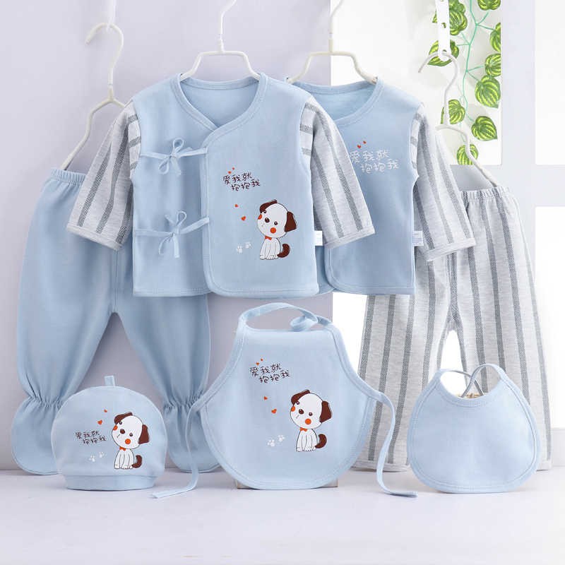 7 Pcs New Born Baby Clothes Set Baby Clothing Cotton Print Baby Girl