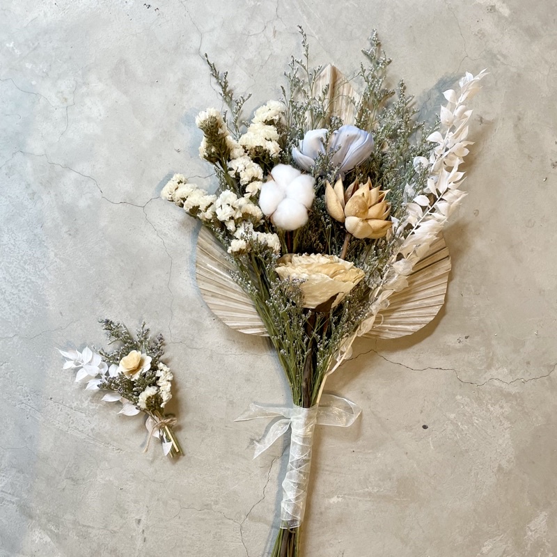 Dried Flower Bridal Bouquet with buotonniere Shopee Philippines