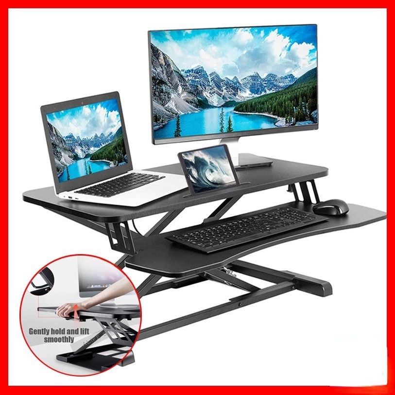 Height Adjustable 32 inch Stand up Desk Converter Quick Sit to Stand