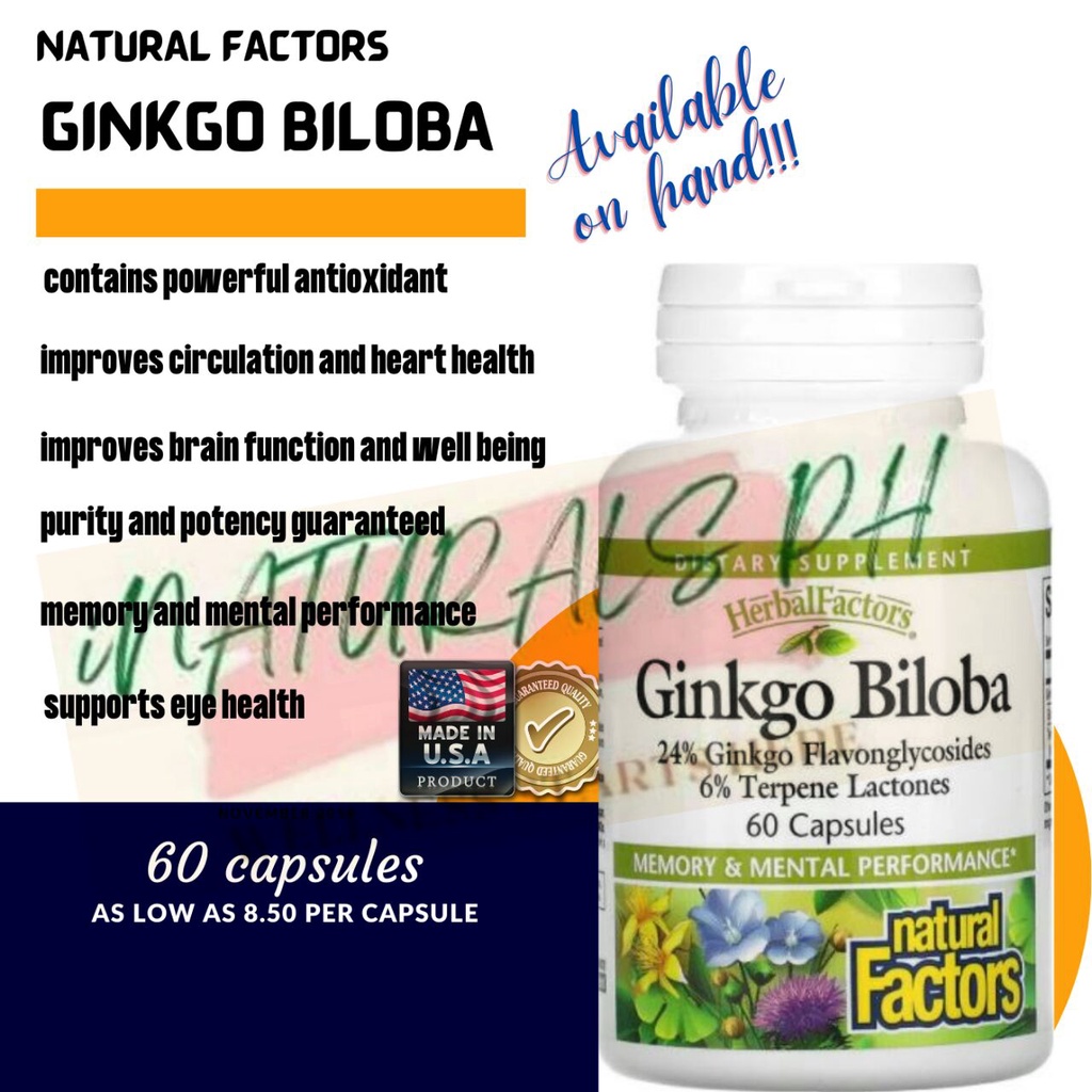 Natural Factors, Ginkgo Biloba, 60 Capsules Shopee Philippines