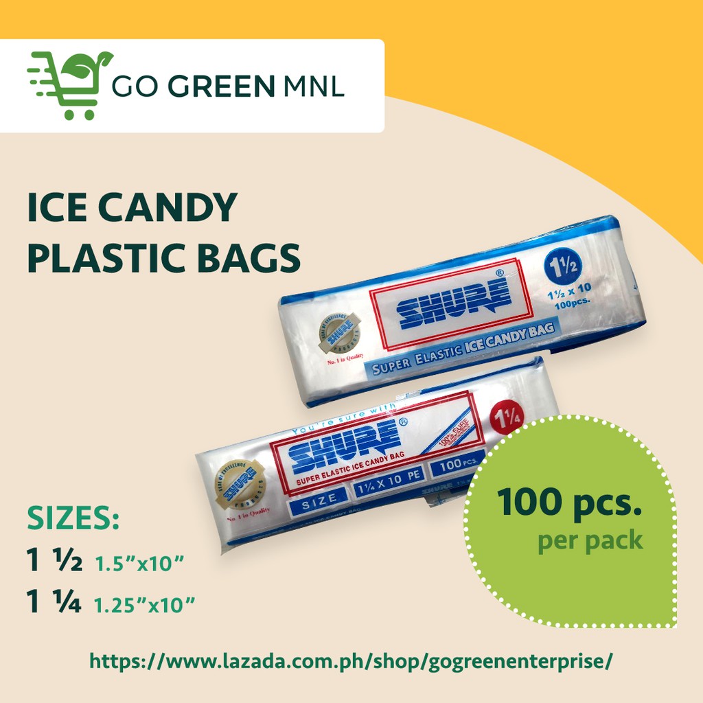 100 pcs ICE CANDY Plastic Bag PE 1.25" or 1.5" x 10"(Disposable Plastic