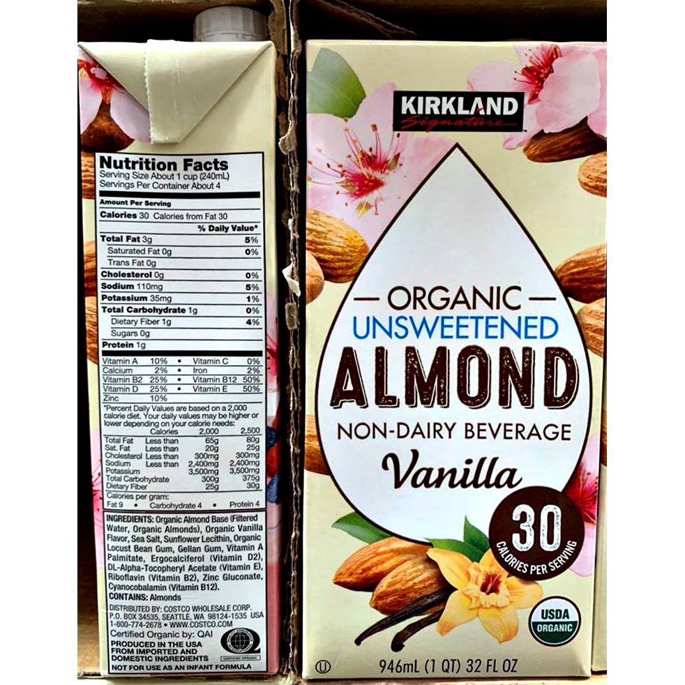 Kirkland Unsweetened Almond Milk Nutrition Facts Blog Dandk
