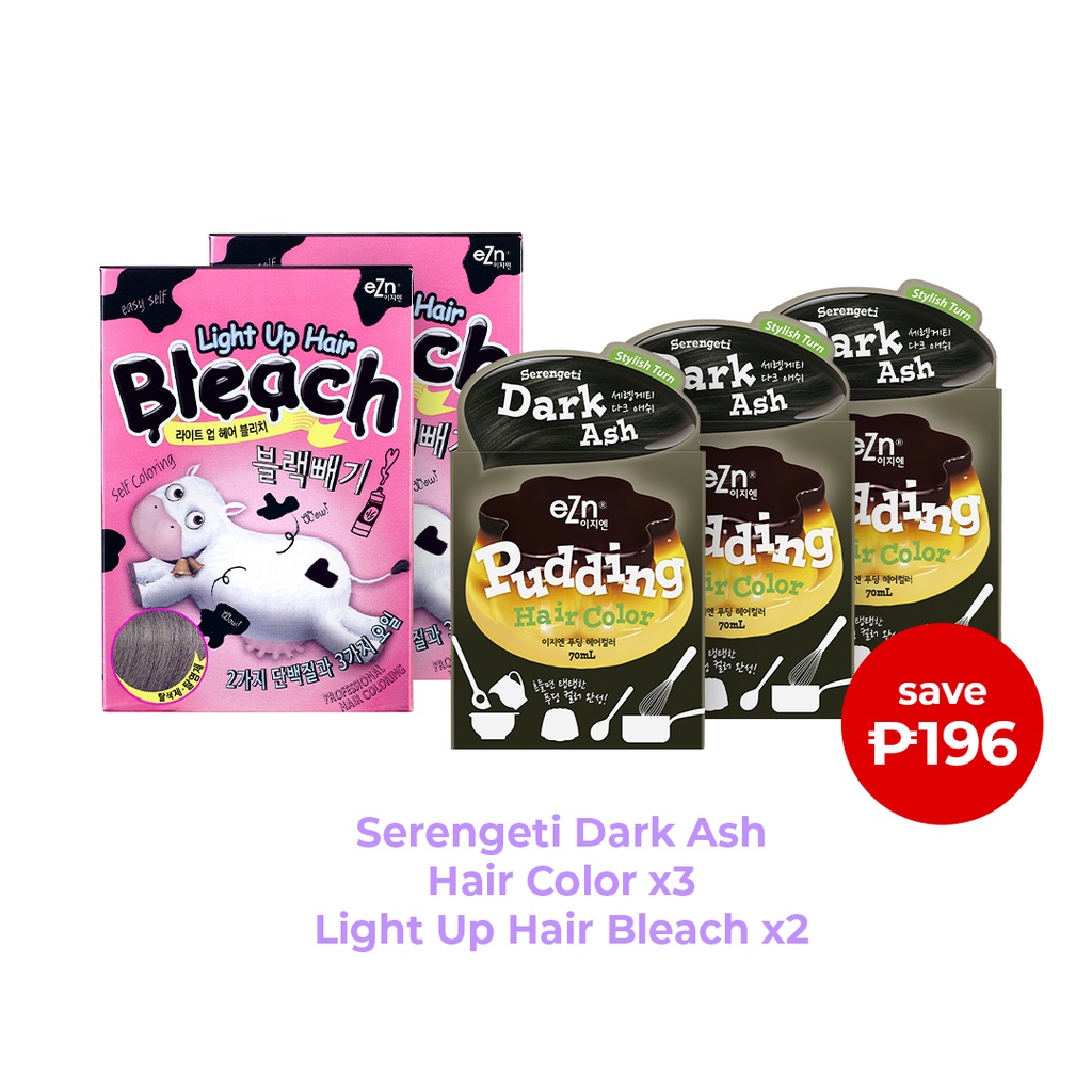 eZn Pudding Hair Color 3 pc Serengeti Dark Ash with 2 pc Light Up