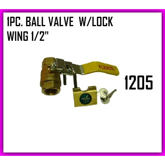 1205 Ball Valve with Lock wing 1/2 Brass for Water Meter All Copper