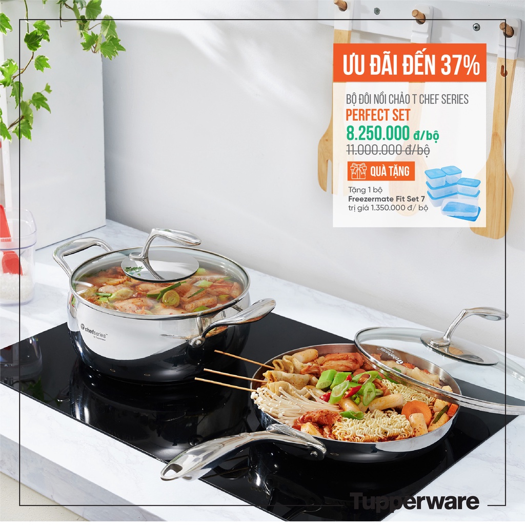 T Chef Series Perfect Set Tupperware 5layer bottom holds heat very