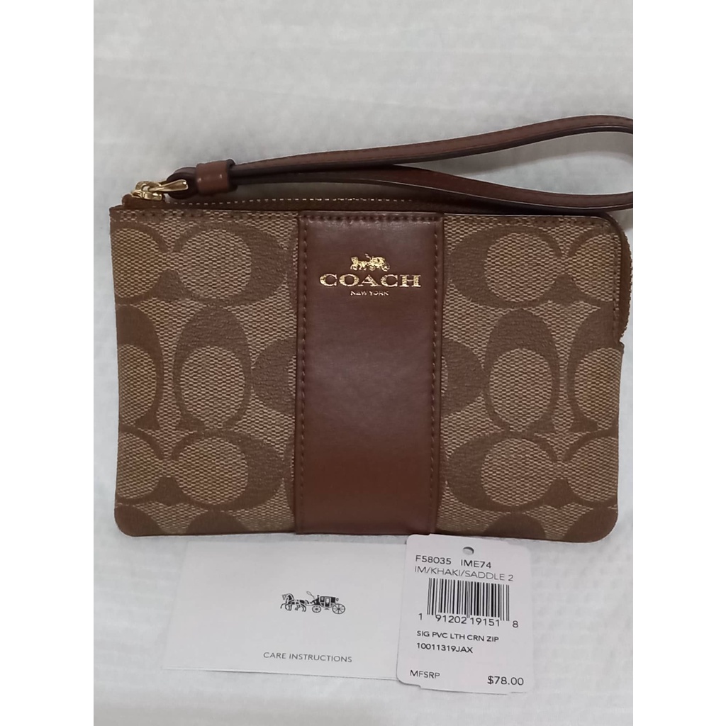 Coach Corner Zip Wristlet in Signature Canvas Shopee Philippines
