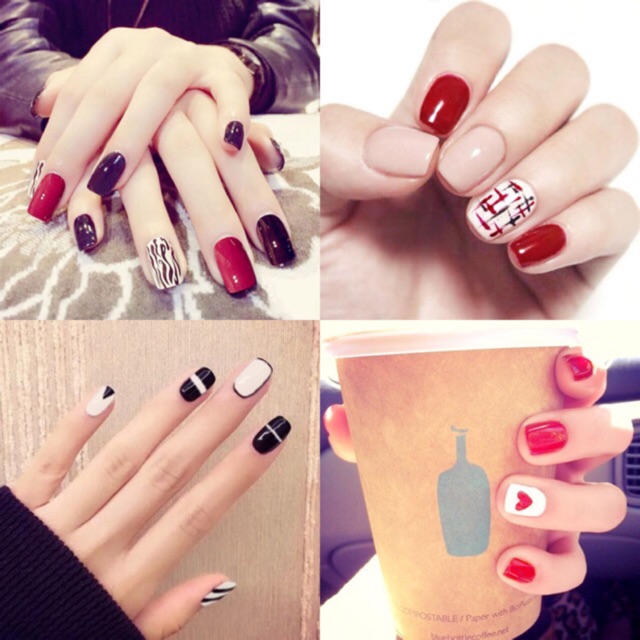 24Pcs DIY Fake Nails French Finger Nail Art False Nail