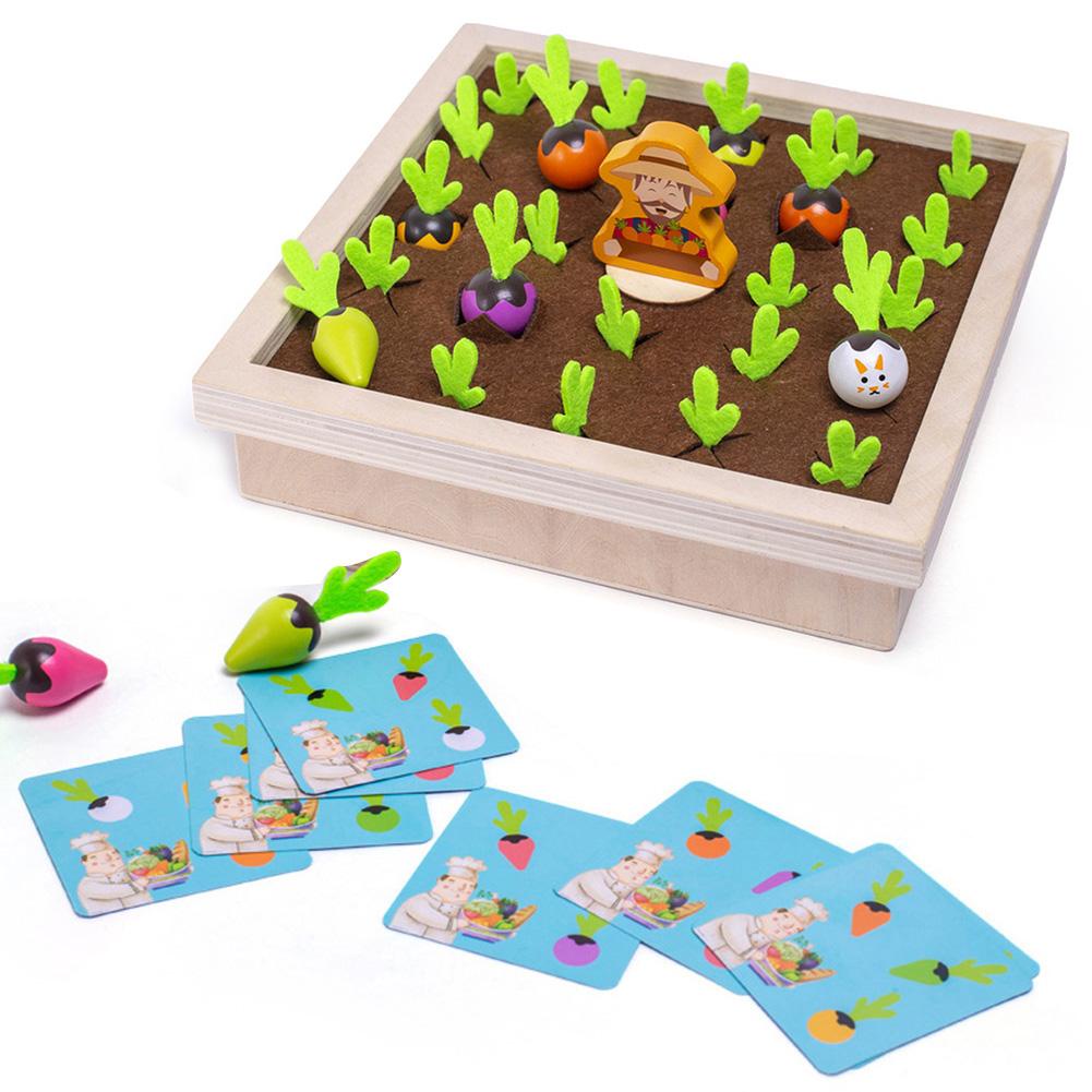 Kids Wooden Memory Board Game Sorting Puzzle Carrots Harvest