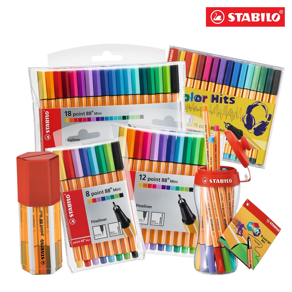 STABILO Point 88 Mini Fineliner 0.4mm Wallet Set Stationery Pen Set