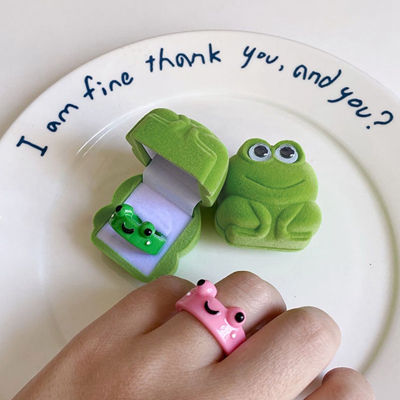 Tiktok Frog Ring Cute Frog Ring Box Couple Ring Accessories Gift