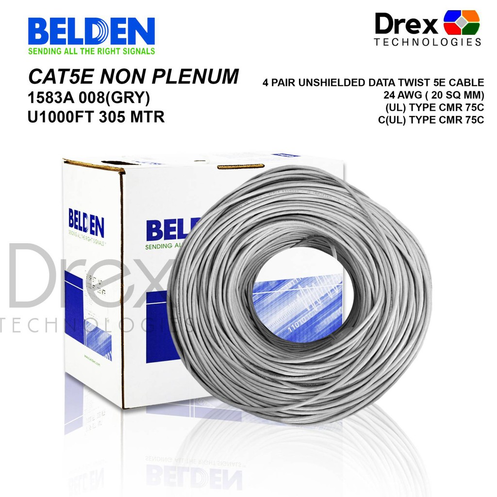 305M BELDEN Cat5e UTP Cable 1000FT Grey (1583A 008 GRY) Shopee