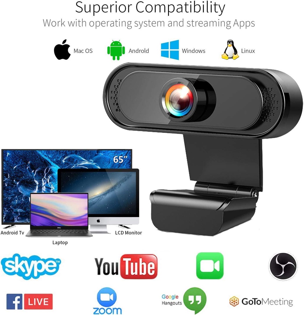 ANSEN cam for PC Laptop Online Class 2K 1080P HD USB  Camera with