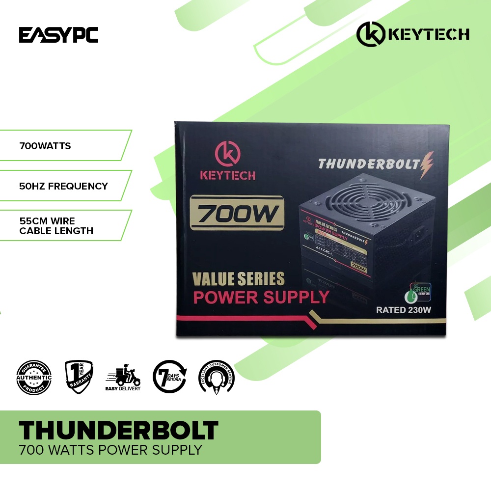 EasyPC Keytech Thunderbolt 700 watts, 50Hz Frequency 55cm Wire Cable