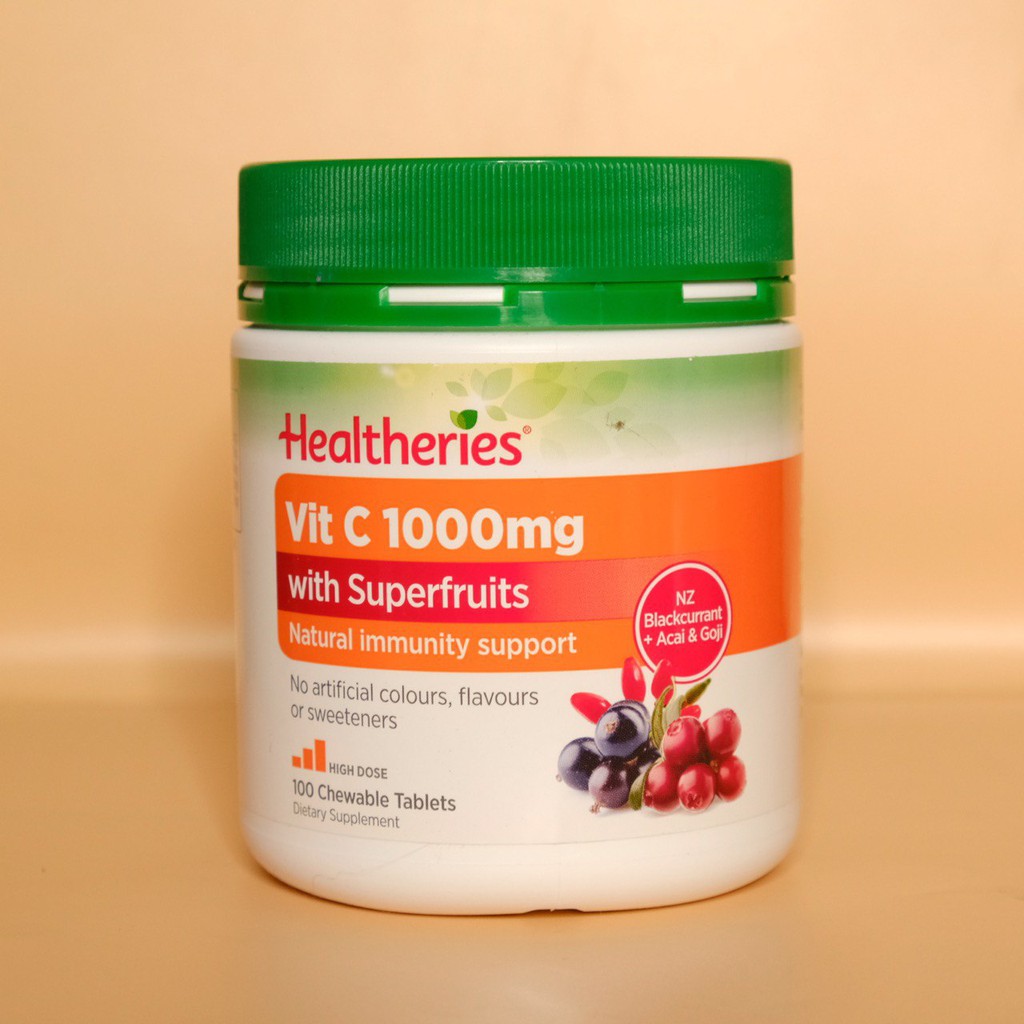 Healtheries Vitamin C 1000mg with Superfruits, less acidic chewable