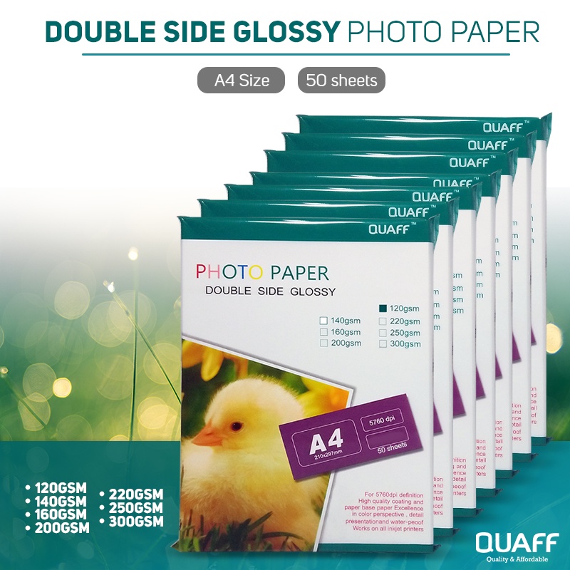 QUAFF Double Sided Glossy Photo Paper A4 Size 120gsm 140gsm 160gsm