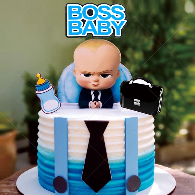 Ready Stock 7Pcs Boss Baby Design Theme necktie Briefcase bottle Cake