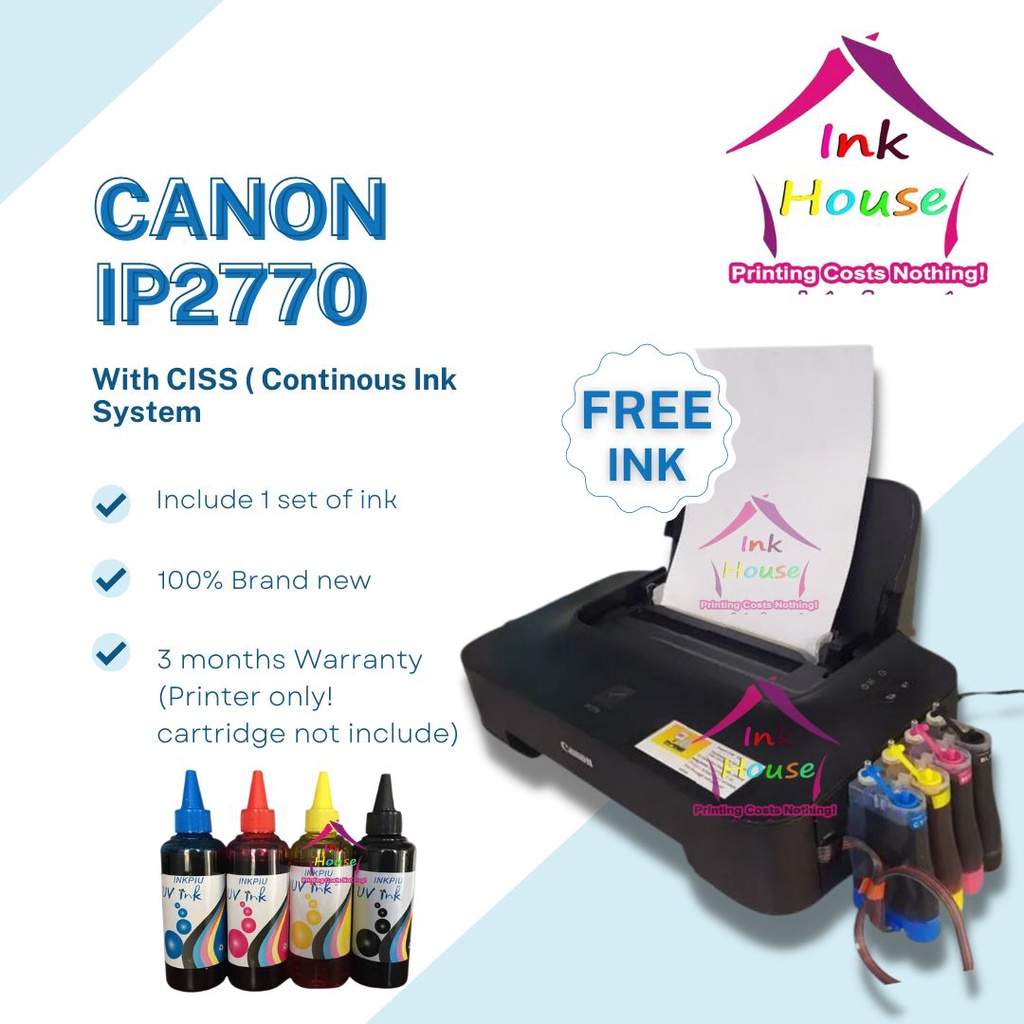Canon Pixma IP2770 printer w/ CISS continuous ink supply (BRANK NEW