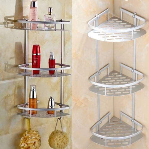 3 Tier Shower Shelf Aluminum Bathroom Shower Corner Shelf Triangle Wall