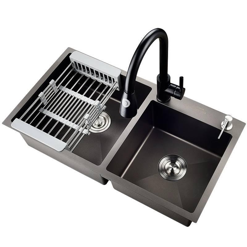 SUS304 Stainless Kitchen Sink Double Black Matte with free Dish Drainer Shopee Philippines