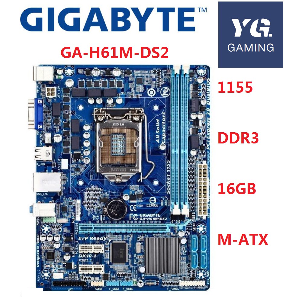 Gigabyte GAH61MDS2 motherboard H61M H61 DDR3 LGA 1155 pin motherboard